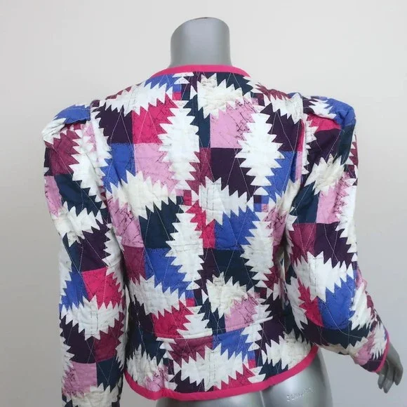 Isabel Marant Etoile Quilted Patchwork Jacket Hafileal Pink/Multi Size 38 NEW - Picture 4 of 7